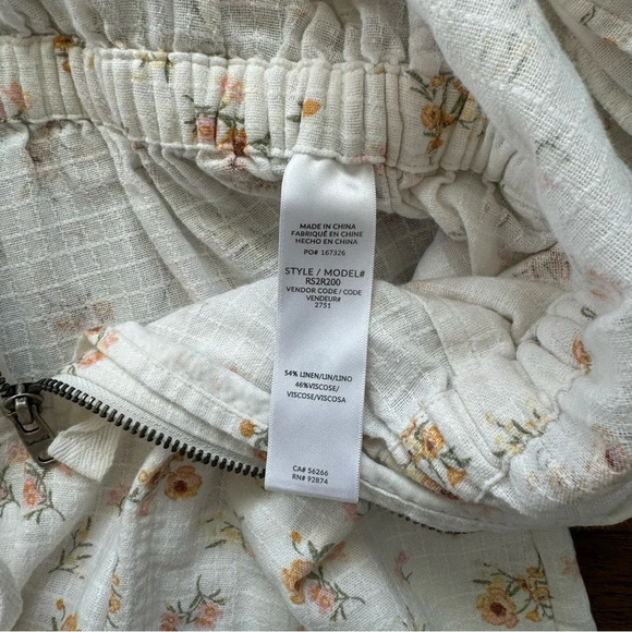 Mary Lawless Lee x Splendid Linen Floral Zip Romper Ivory 1/2 Sleeve Stretch XL - Picture 6 of 6